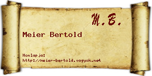 Meier Bertold névjegykártya